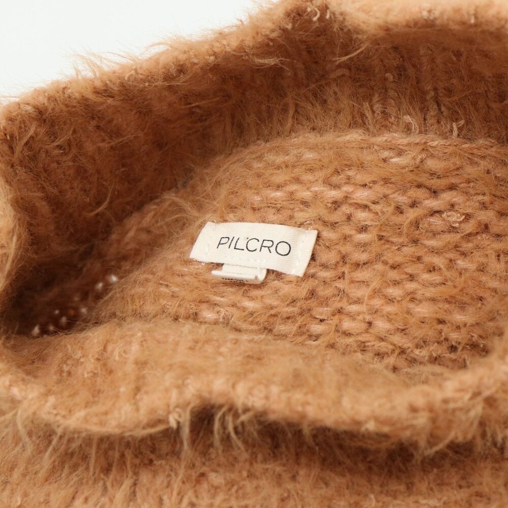 Anthropologie Pilcro Mock Neck Short Sleeve Tan Stripe Sweater S - Picture 7 of 7